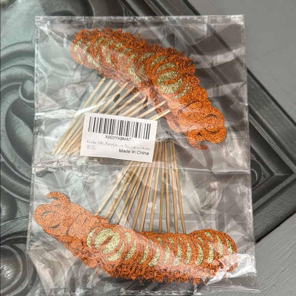 24 “One” First Birthday Glittery Pumpkin Cupcake Toppers October Fall Halloween - Picture 2 of 3